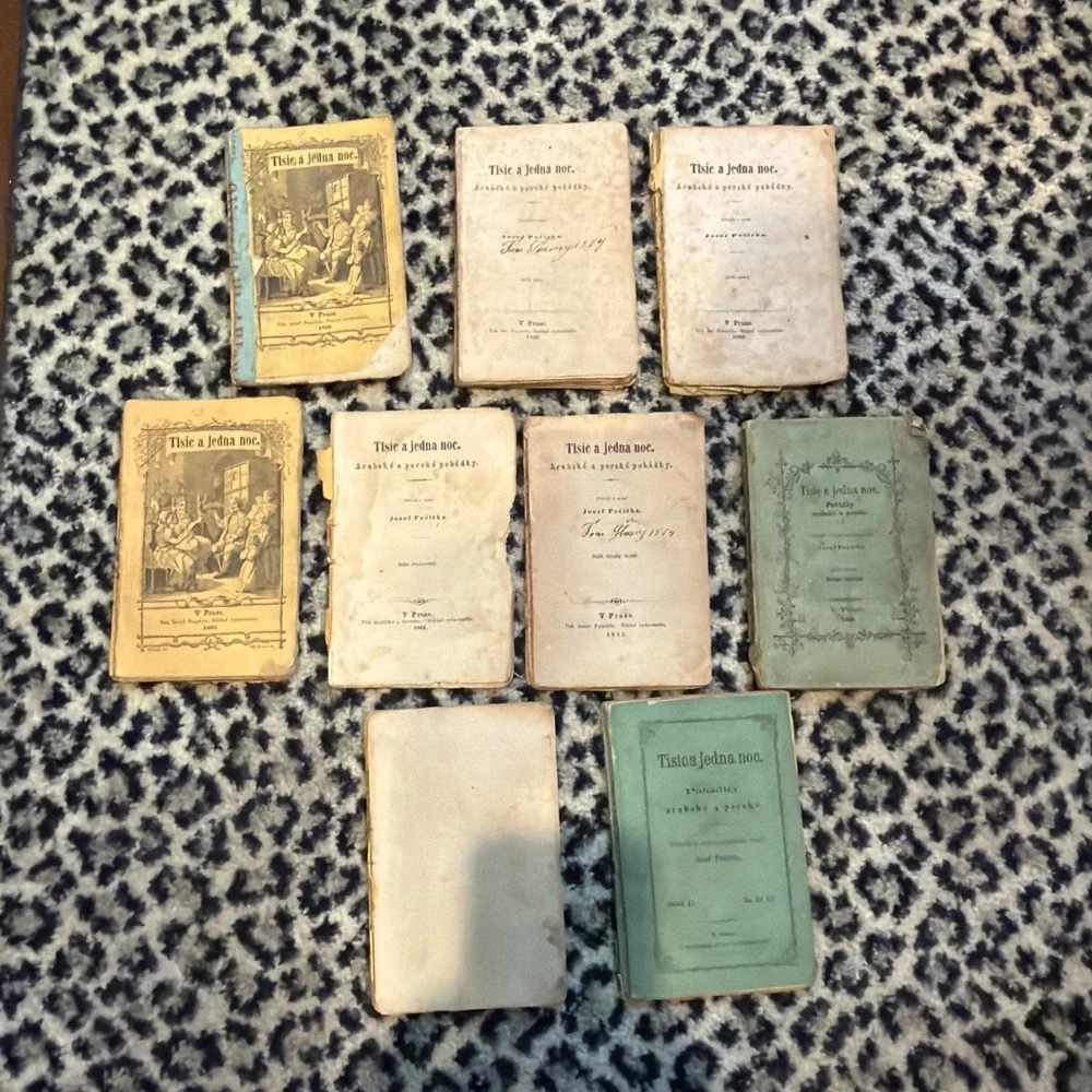 Lot 9‎ Antique Czech Arabian Nights Books 1859-1873 Josef Pecirka Prague Parts